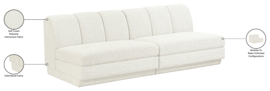 Meridian Furniture - Modari 80" Fabric Upholstered 2 Piece Armless Modular Sofa - 143Cream-S2B - GreatFurnitureDeal