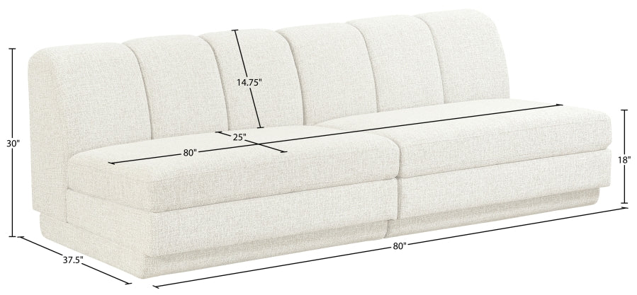 Meridian Furniture - Modari 80" Fabric Upholstered 2 Piece Armless Modular Sofa - 143Cream-S2B - GreatFurnitureDeal