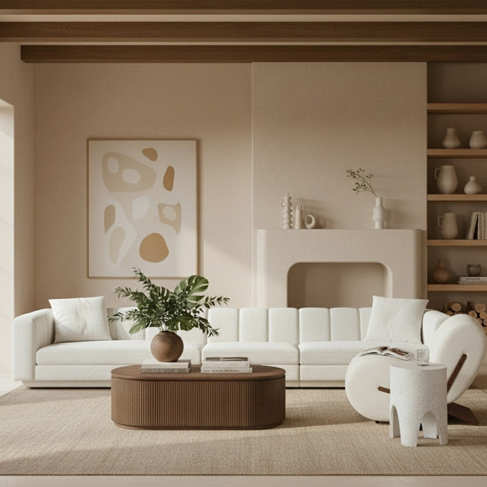 Meridian Furniture - Modari 193.5" Fabric Upholstered 3 Piece Modular Sofa - 143Cream-S3A - GreatFurnitureDeal