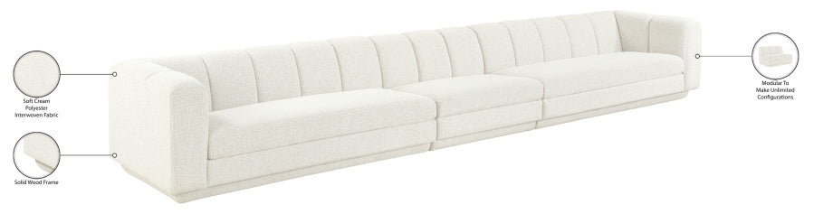 Meridian Furniture - Modari 193.5" Fabric Upholstered 3 Piece Modular Sofa - 143Cream-S3A - GreatFurnitureDeal
