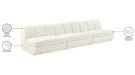 Meridian Furniture - Modari 120" Fabric Upholstered 3 Piece Armless Modular Sofa - 143Cream-S3B - GreatFurnitureDeal