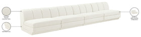 Meridian Furniture - Modari 160" Fabric Upholstered 4 Piece Armless Modular Sofa - 143Cream-S4B - GreatFurnitureDeal