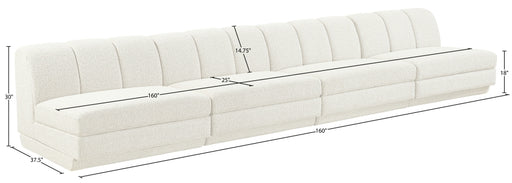 Meridian Furniture - Modari 160" Fabric Upholstered 4 Piece Armless Modular Sofa - 143Cream-S4B - GreatFurnitureDeal