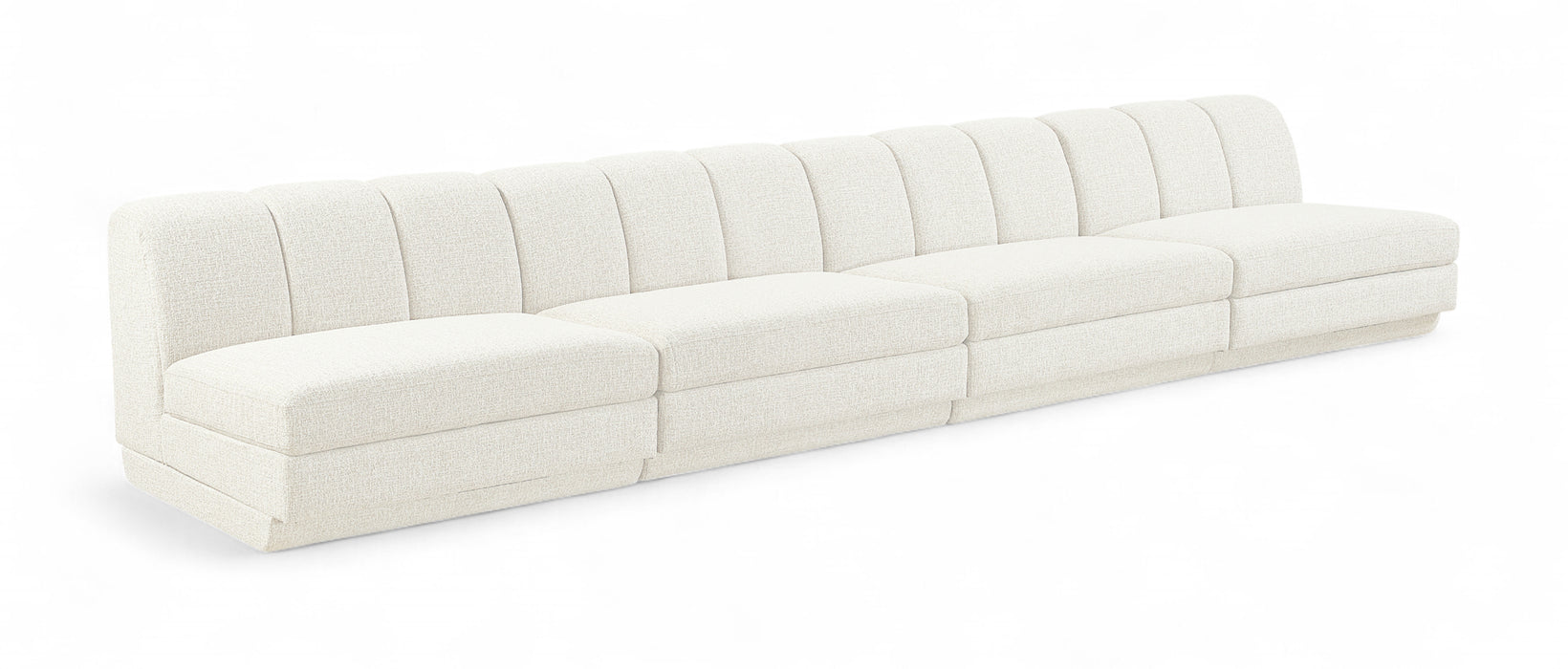 Meridian Furniture - Modari 160" Fabric Upholstered 4 Piece Armless Modular Sofa - 143Cream-S4B - GreatFurnitureDeal