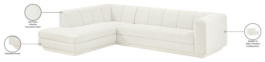 Meridian Furniture - Modari 114.25" Fabric Upholstered 2 Piece Modular Sectional - 143Cream-Sec2A - GreatFurnitureDeal