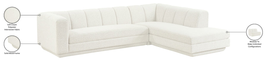 Meridian Furniture - Modari 114.25" Fabric Upholstered 2 Piece Modular Sectional - 143Cream-Sec2B - GreatFurnitureDeal