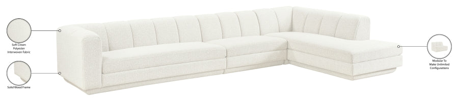 Meridian Furniture - Modari 154.25" Fabric Upholstered 3 Piece Modular Sectional - 143Cream-Sec3A - GreatFurnitureDeal