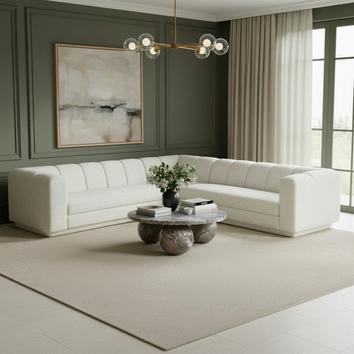 Meridian Furniture - Modari 114.25" Fabric Upholstered 3 Piece Modular Sectional - 143Cream-Sec3B - GreatFurnitureDeal