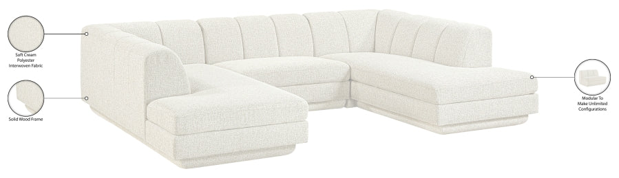 Meridian Furniture - Modari 115" Fabric Upholstered 3 Piece Modular Sectional - 143Cream-Sec3C - GreatFurnitureDeal