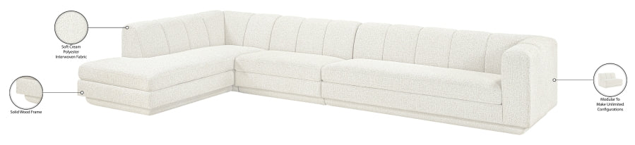 Meridian Furniture - Modari 154.25" Fabric Upholstered 3 Piece Modular Sectional - 143Cream-Sec3D - GreatFurnitureDeal