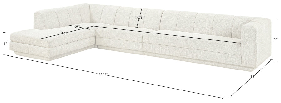 Meridian Furniture - Modari 154.25" Fabric Upholstered 3 Piece Modular Sectional - 143Cream-Sec3D - GreatFurnitureDeal