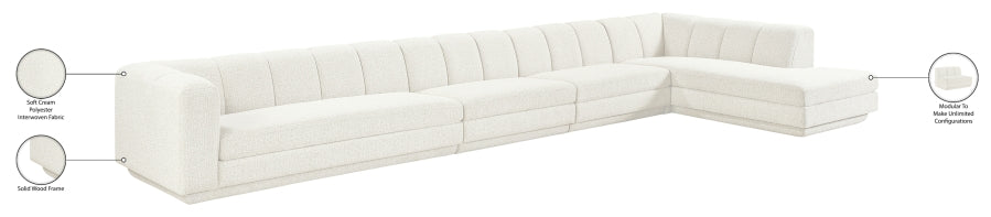Meridian Furniture - Modari 194.25" Fabric Upholstered 4 Piece Modular Sectional - 143Cream-Sec4A - GreatFurnitureDeal