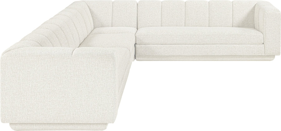 Meridian Furniture - Modari 114.25" Fabric Upholstered 4 Piece Modular Sectional - 143Cream-Sec4B - GreatFurnitureDeal
