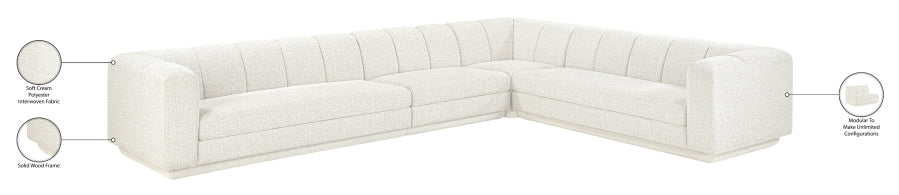 Meridian Furniture - Modari 114.25" Fabric Upholstered 4 Piece Modular Sectional - 143Cream-Sec4B - GreatFurnitureDeal