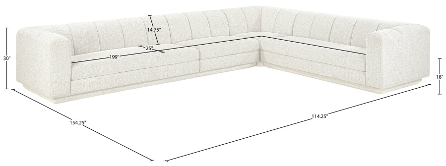 Meridian Furniture - Modari 114.25" Fabric Upholstered 4 Piece Modular Sectional - 143Cream-Sec4B - GreatFurnitureDeal