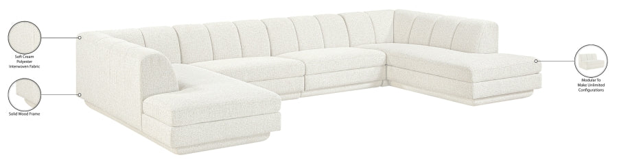 Meridian Furniture - Modari 155" Fabric Upholstered 4 Piece Modular Sectional - 143Cream-Sec4C - GreatFurnitureDeal