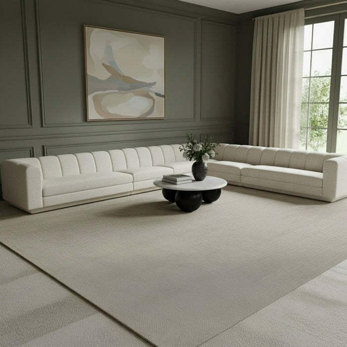 Meridian Furniture - Quinn 133" Chenille Fabric Upholstered 8 Piece Modular Sectional - 143Cream-Sec6A - GreatFurnitureDeal