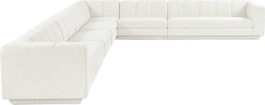 Meridian Furniture - Quinn 133" Chenille Fabric Upholstered 8 Piece Modular Sectional - 143Cream-Sec6A - GreatFurnitureDeal