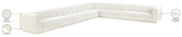 Meridian Furniture - Quinn 133" Chenille Fabric Upholstered 8 Piece Modular Sectional - 143Cream-Sec6A - GreatFurnitureDeal