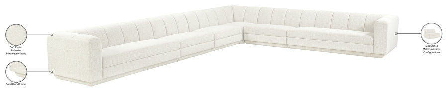 Meridian Furniture - Quinn 133" Chenille Fabric Upholstered 8 Piece Modular Sectional - 143Cream-Sec6A - GreatFurnitureDeal