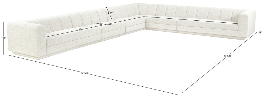 Meridian Furniture - Quinn 133" Chenille Fabric Upholstered 8 Piece Modular Sectional - 143Cream-Sec6A - GreatFurnitureDeal