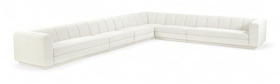 Meridian Furniture - Quinn 133" Chenille Fabric Upholstered 8 Piece Modular Sectional - 143Cream-Sec6A - GreatFurnitureDeal