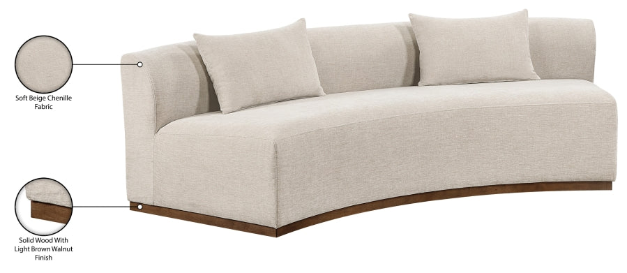 Meridian Furniture - Avanti 104" Chenille Fabric Upholstered Sofa - 44016Beige-S - GreatFurnitureDeal