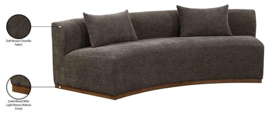 Meridian Furniture - Avanti 104" Chenille Fabric Upholstered Sofa - 44016Brown-S - GreatFurnitureDeal