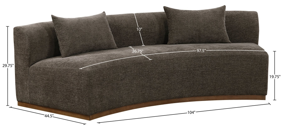Meridian Furniture - Avanti 104" Chenille Fabric Upholstered Sofa - 44016Brown-S - GreatFurnitureDeal