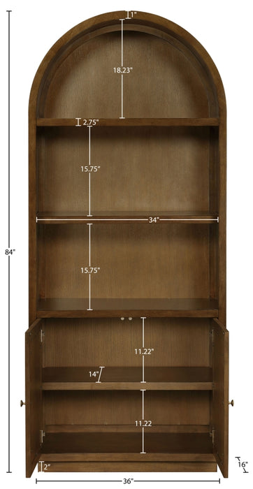 Meridian Furniture - Botanical Oak Veneer And Solid Wood Bookcase in Brown - 77021Brown - GreatFurnitureDeal