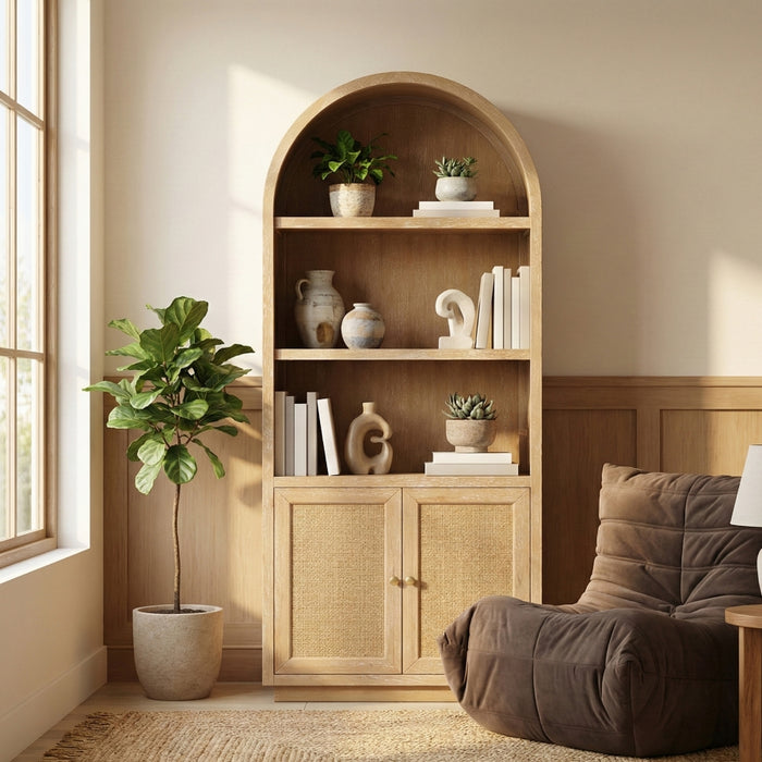 Meridian Furniture - Botanical Oak Veneer And Solid Wood Bookcase in Natural - 77021Natural - GreatFurnitureDeal