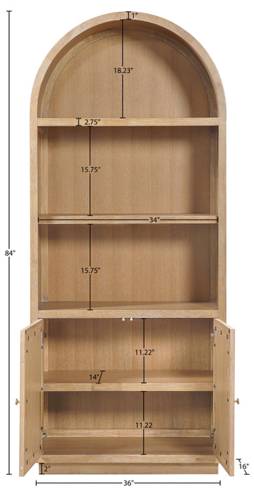 Meridian Furniture - Botanical Oak Veneer And Solid Wood Bookcase in Natural - 77021Natural - GreatFurnitureDeal
