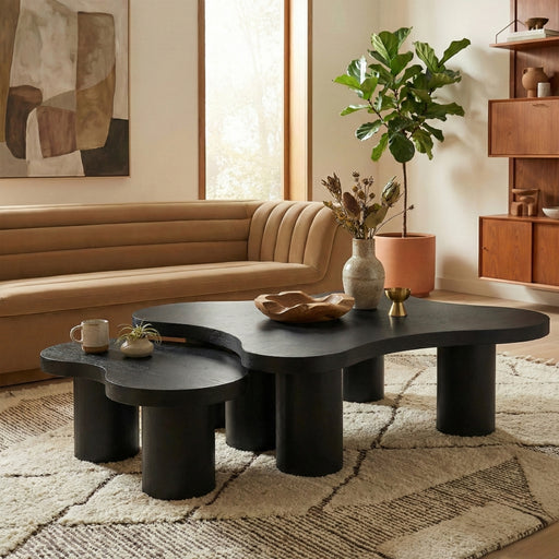 Meridian Furniture - Cove Oak Veneer And Solid Wood 2pc. Coffee Table in Black - 99000Black-CT-2PC - GreatFurnitureDeal