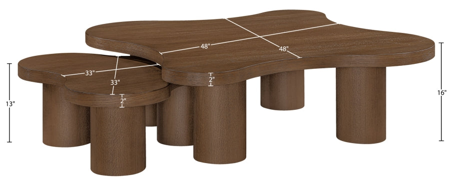 Meridian Furniture - Cove Oak Veneer And Solid Wood 2pc. Coffee Table in Brown - 99000Brown-CT-2PC - GreatFurnitureDeal