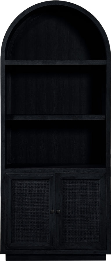 Meridian Furniture - Botanical Oak Veneer And Solid Wood Bookcase in Black - 77021Black - GreatFurnitureDeal