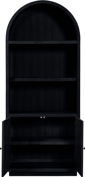 Meridian Furniture - Botanical Oak Veneer And Solid Wood Bookcase in Black - 77021Black - GreatFurnitureDeal