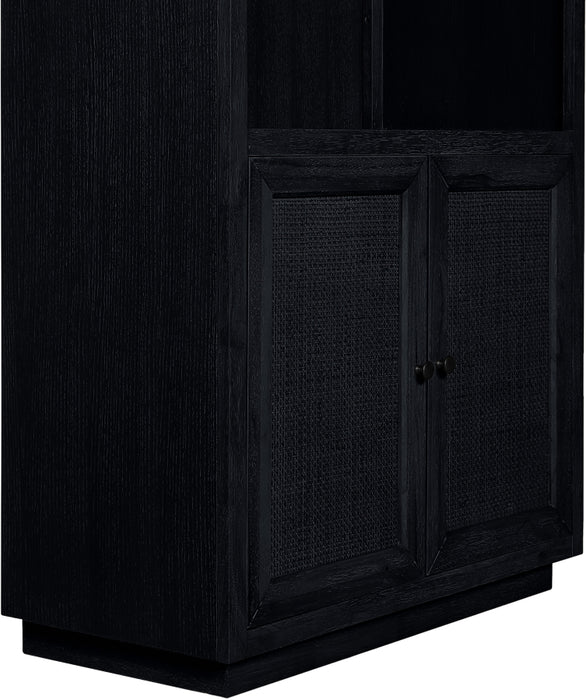 Meridian Furniture - Botanical Oak Veneer And Solid Wood Bookcase in Black - 77021Black - GreatFurnitureDeal