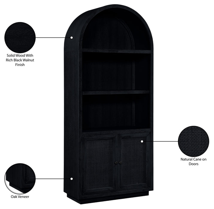 Meridian Furniture - Botanical Oak Veneer And Solid Wood Bookcase in Black - 77021Black - GreatFurnitureDeal