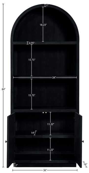 Meridian Furniture - Botanical Oak Veneer And Solid Wood Bookcase in Black - 77021Black - GreatFurnitureDeal
