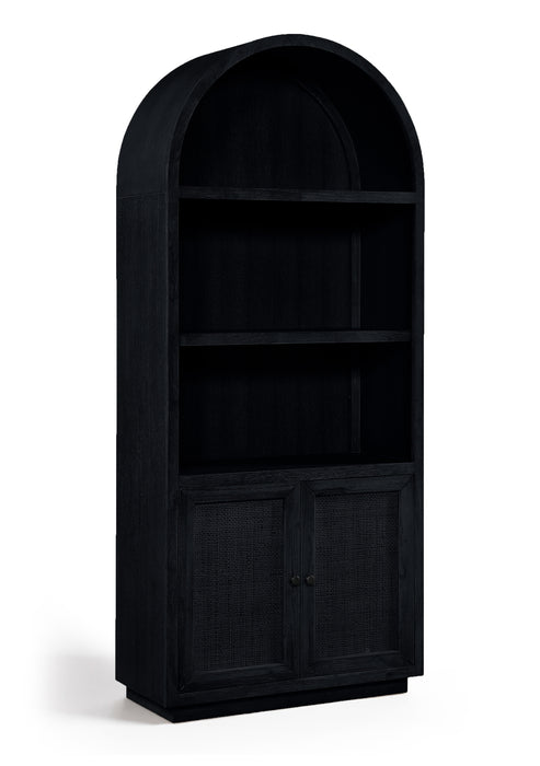 Meridian Furniture - Botanical Oak Veneer And Solid Wood Bookcase in Black - 77021Black - GreatFurnitureDeal