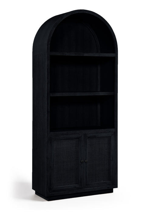Meridian Furniture - Botanical Oak Veneer And Solid Wood Bookcase in Black - 77021Black - GreatFurnitureDeal