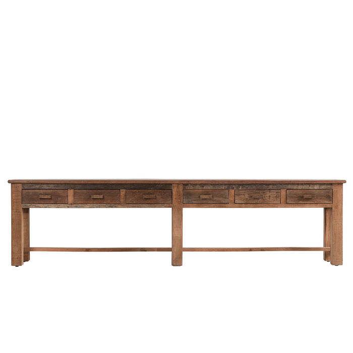 Classic Home Furniture - Ezra Reclaimed Wood 6Dwr Console Table Natural - 59012107 - GreatFurnitureDeal