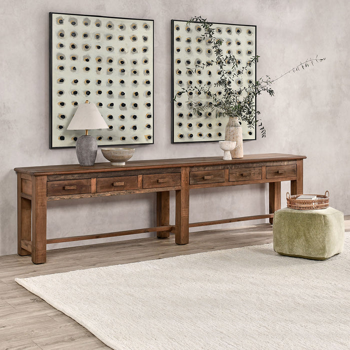 Classic Home Furniture - Ezra Reclaimed Wood 6Dwr Console Table Natural - 59012107