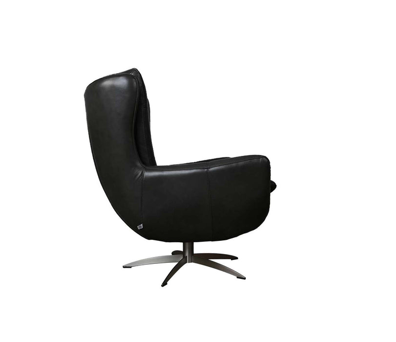 Moroni - McCann Full Leather Swivel Chair with Ottoman in Charcoal - 59606B1855-5962 - GreatFurnitureDeal