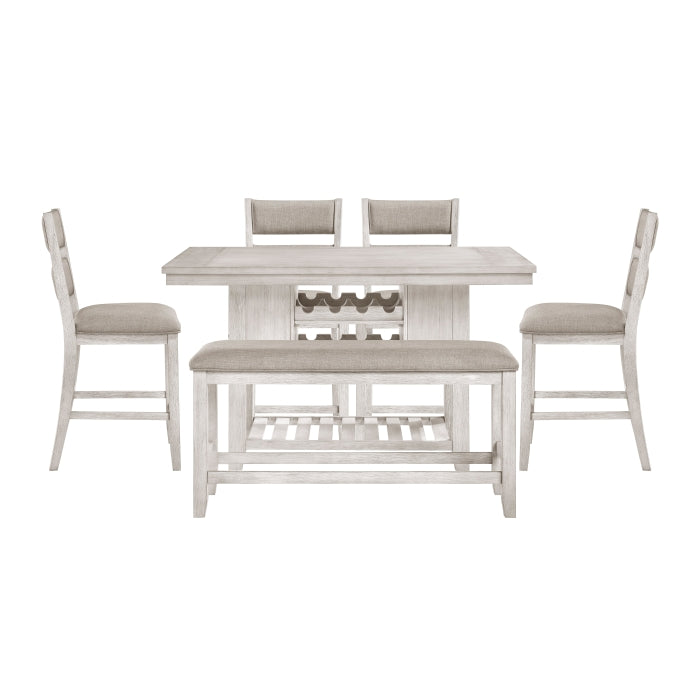 Homelegance - Savile 6 Piece Counter Height Table Set in Brushed Antique White - 5982-36*6 - GreatFurnitureDeal