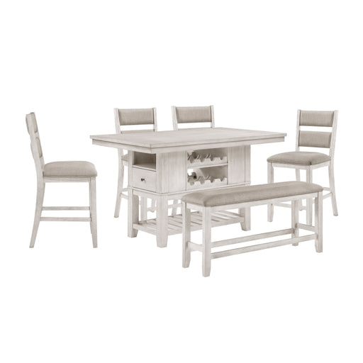 Homelegance - Savile 6 Piece Counter Height Table Set in Brushed Antique White - 5982-36*6 - GreatFurnitureDeal