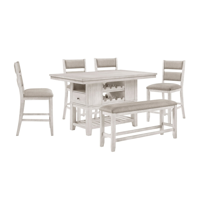 Homelegance - Savile 6 Piece Counter Height Table Set in Brushed Antique White - 5982-36*6 - GreatFurnitureDeal