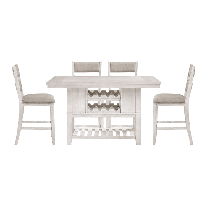 Homelegance - Savile 5 Piece Counter Height Table Set in Brushed Antique White - 5982-36*5 - GreatFurnitureDeal