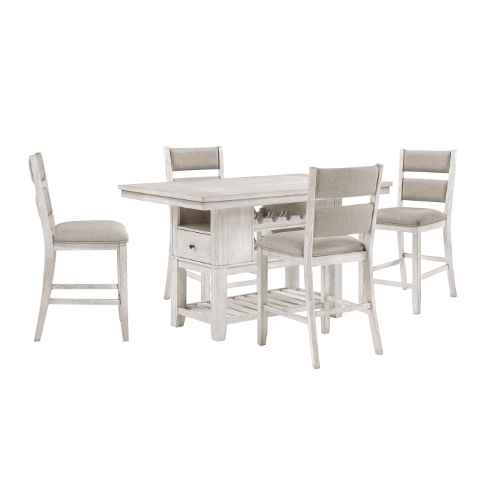 Homelegance - Savile 5 Piece Counter Height Table Set in Brushed Antique White - 5982-36*5 - GreatFurnitureDeal