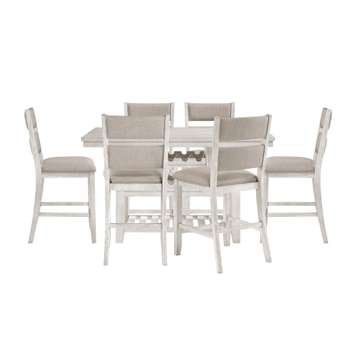 Homelegance - Savile 7 Piece Counter Height Table Set in Brushed Antique White - 5982-36*7 - GreatFurnitureDeal